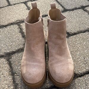 Girls Suede Ankle Boots - Tan